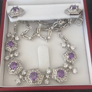 Platinum over plated CZ jewelry set
